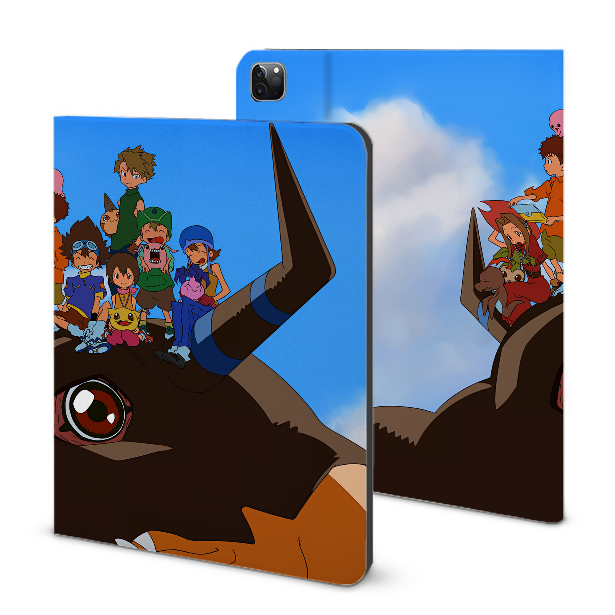（画像用） Digimon デジタルモンスター/デジモン IPad ケース ブック型 PUレザー TPU 耐衝撃 軽量 薄型 ペン収納なし 全面保護 IPad 各モデル対応